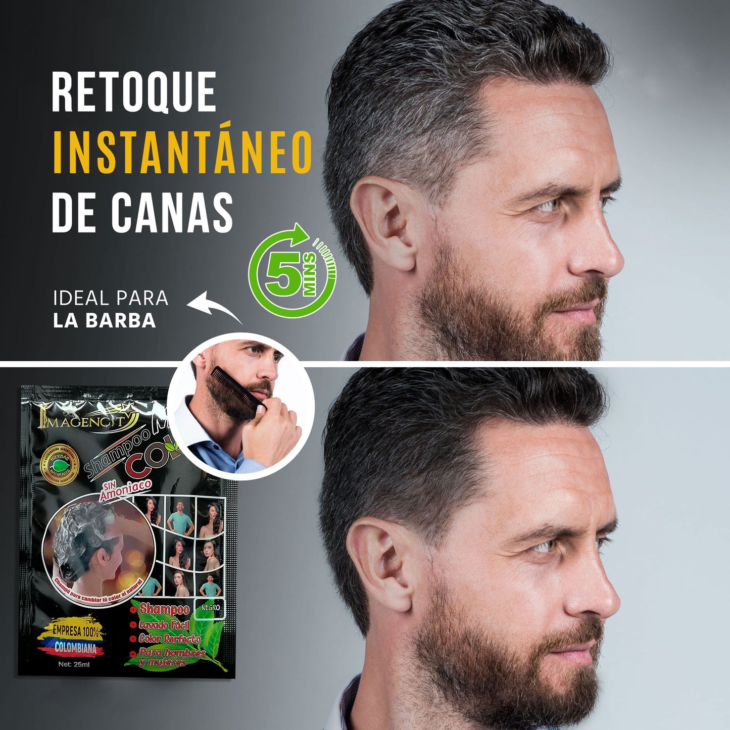 Cubre Canas Instantáneo 3 en 1 | Cabello y Barba
